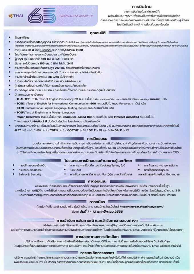 รายละเอียดการรับสมัคร แอร์ การบิ